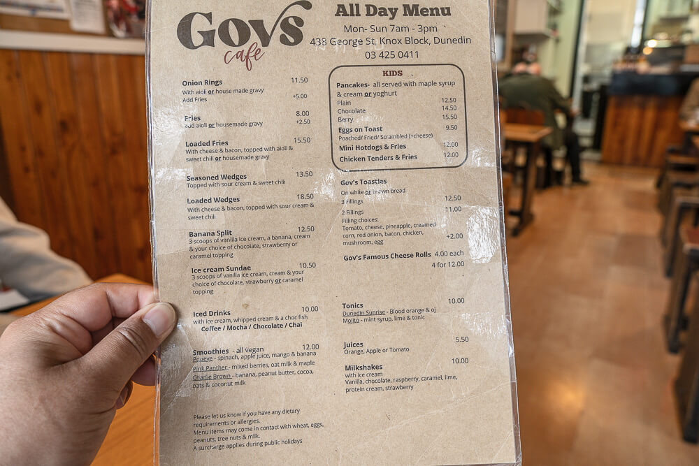 Governors Cafe,總督咖啡廳,但尼丁美食,紐西蘭咖啡廳,Dunedin早午餐,總督咖啡廳菜單,但尼丁景點